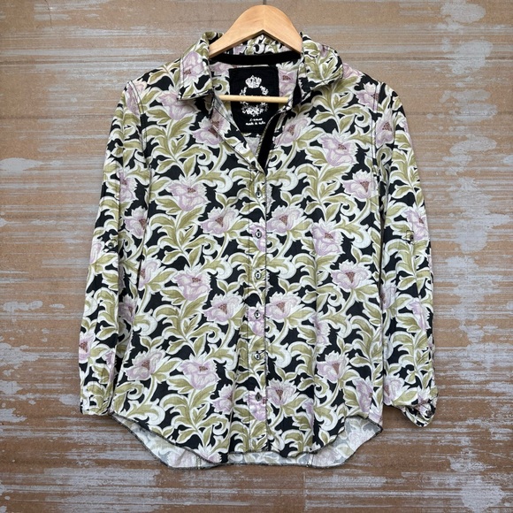 Cino Tops - Cino Sundance Floral Button Down Preppy Boho Casual Womens XS